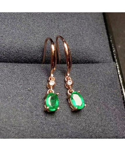 Natural Emerald Drop Earrings, 925 Sterling Silver, Emerald Drop Earrings, Emerald Silver Earrings, Luxury Earrings, Oval Cut Stone Earrings | Save 33% - Rajasthan Living 7