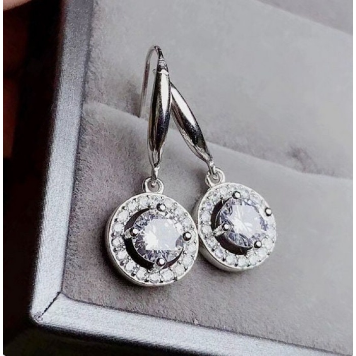 Moissanite Drop Earrings, 925 Sterling Silver, Drop Earrings, Earrings, Moissanite Earrings, Luxury Earrings, Round Cut Stone Earrings | Save 33% - Rajasthan Living 8