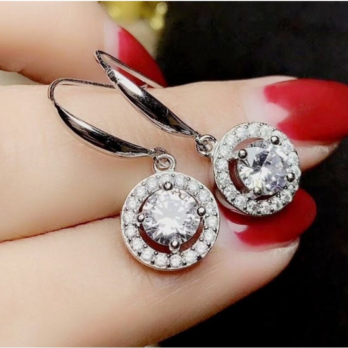 Moissanite Drop Earrings, 925 Sterling Silver, Drop Earrings, Earrings, Moissanite Earrings, Luxury Earrings, Round Cut Stone Earrings | Save 33% - Rajasthan Living 7