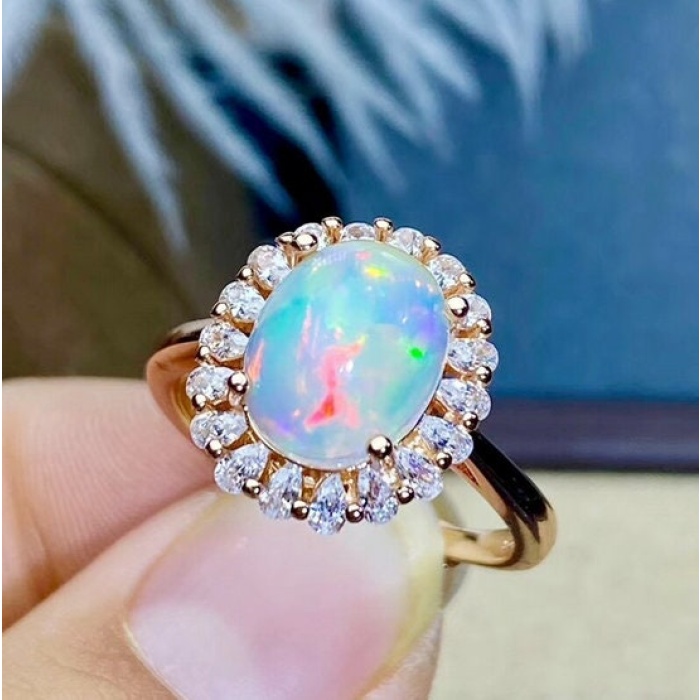Natural Fire Opal Ring, 925 Sterling Silver, Engagement Ring, Wedding Ring, Luxury Ring, Ring/Band, Oval Opal Ring, Bridesmaids Gift | Save 33% - Rajasthan Living 5