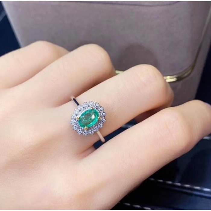 Natural Emerald & Cubic Zirconia Woman Ring, 925 Sterling Silver, Emerald Ring, Statement Ring, Engagement and Wedding Ring | Save 33% - Rajasthan Living 9