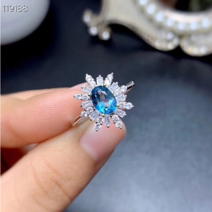 Natural Blue Topaz Ring, 925 Sterling Sliver, Topaz Engagement Ring, Topaz Ring, Wedding Ring, luxury Ring, solitaire Ring, Oval cut Ring | Save 33% - Rajasthan Living 7