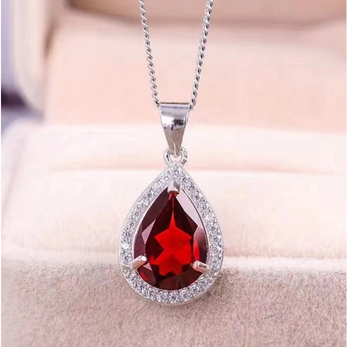 Natural Garnet Pendant, Engagement Pendent, Garnet Pendent, Woman Pendant, Pendant Necklace, Luxury Pendent, Pear Stone Pendent | Save 33% - Rajasthan Living 6