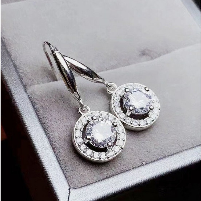 Moissanite Drop Earrings, 925 Sterling Silver, Drop Earrings, Earrings, Moissanite Earrings, Luxury Earrings, Round Cut Stone Earrings | Save 33% - Rajasthan Living 9