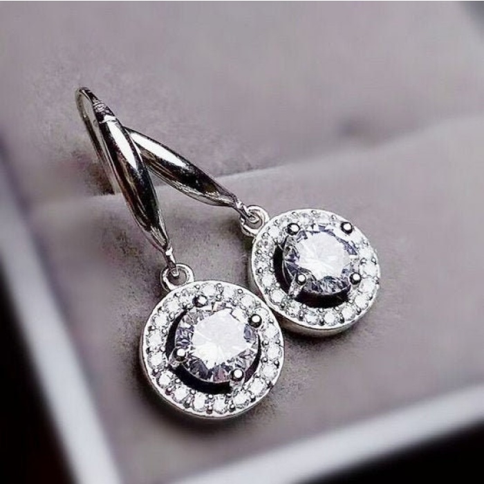 Moissanite Drop Earrings, 925 Sterling Silver, Drop Earrings, Earrings, Moissanite Earrings, Luxury Earrings, Round Cut Stone Earrings | Save 33% - Rajasthan Living 5