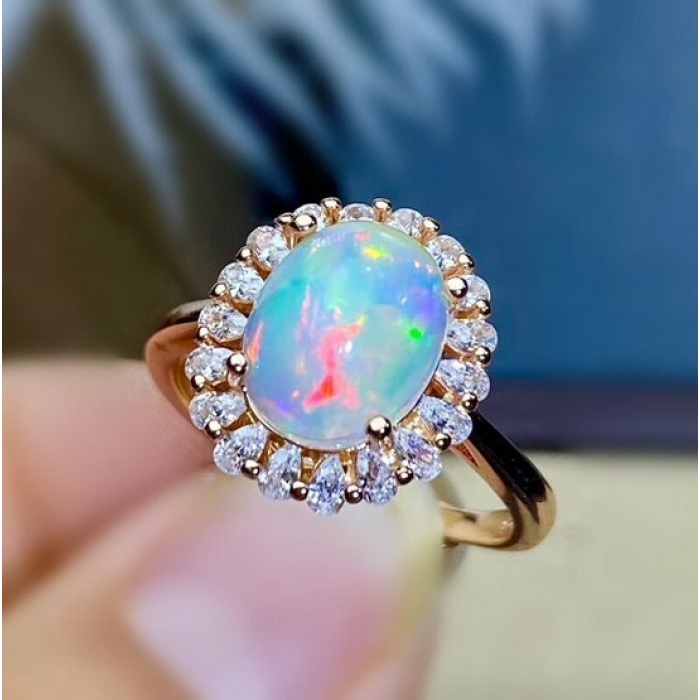 Natural Fire Opal Ring, 925 Sterling Silver, Engagement Ring, Wedding Ring, Luxury Ring, Ring/Band, Oval Opal Ring, Bridesmaids Gift | Save 33% - Rajasthan Living 8
