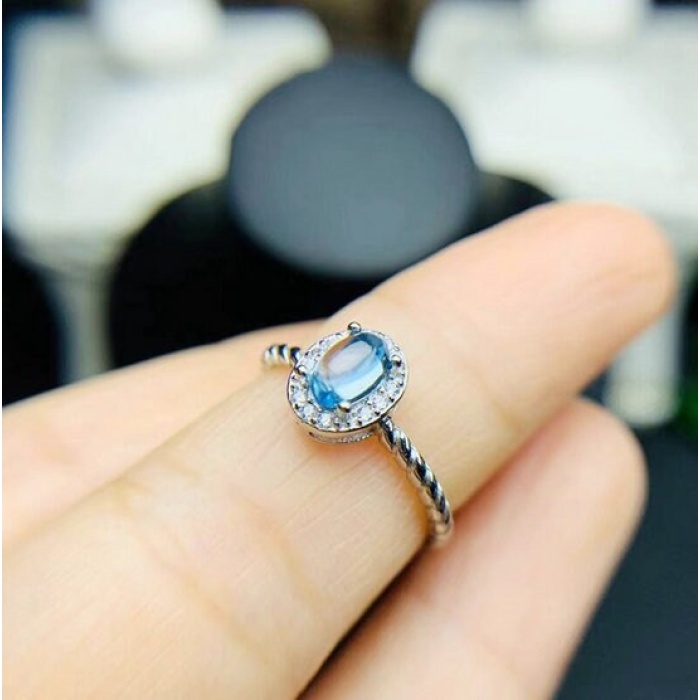 Natural Blue Topaz Ring, 925 Sterling Silver, Topaz Engagement Ring, Topaz Ring, Wedding Ring, Topaz Luxury Ring,Ring/Band, Oval Stone Ring | Save 33% - Rajasthan Living 11