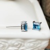 Natural Topaz Studs Earrings, 925 Sterling Silver, Studs Earrings, Blue Topaz Earrings, Luxury Earrings, Princess Cut Stone Earrings | Save 33% - Rajasthan Living 13