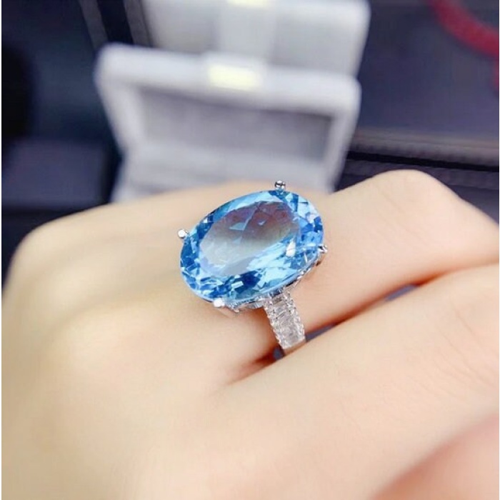 Natural Blue Topaz Ring, 925 Sterling Silver, Topaz Engagement Ring, Topaz Ring, Wedding Ring, Topaz Luxury Ring, Ring/Band, Oval Cut Ring | Save 33% - Rajasthan Living 7