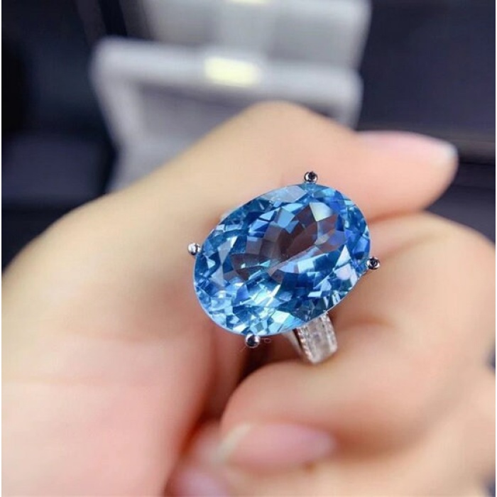 Natural Blue Topaz Ring, 925 Sterling Silver, Topaz Engagement Ring, Topaz Ring, Wedding Ring, Topaz Luxury Ring, Ring/Band, Oval Cut Ring | Save 33% - Rajasthan Living 9