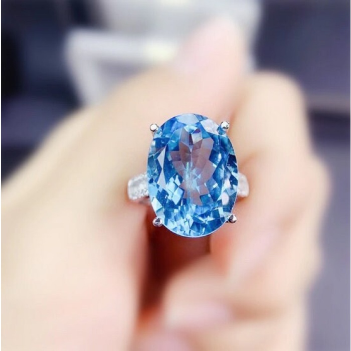 Natural Blue Topaz Ring, 925 Sterling Silver, Topaz Engagement Ring, Topaz Ring, Wedding Ring, Topaz Luxury Ring, Ring/Band, Oval Cut Ring | Save 33% - Rajasthan Living 6