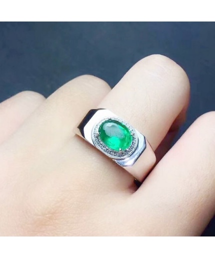 Natural Emerald & Cubic Zirconia Men Ring, 925 Sterling Silver, Emerald Ring, Statement Ring, Engagement and Wedding Ring | Save 33% - Rajasthan Living 3