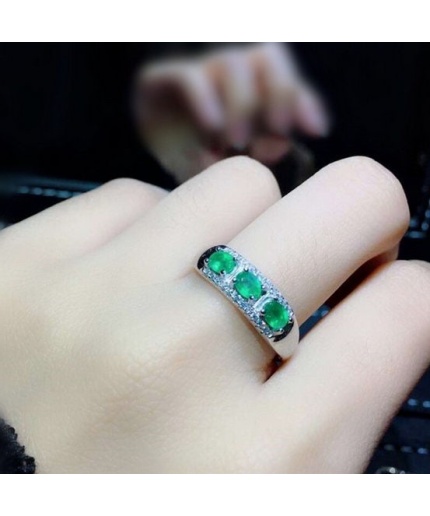 Natural Emerald & Cubic Zirconia Woman Ring, 925 Steeling Silver, Emerald Ring, Statement Ring, Engagement and Wedding Ring | Save 33% - Rajasthan Living 3