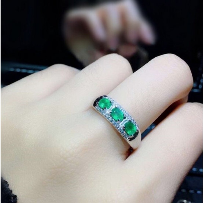 Natural Emerald & Cubic Zirconia Woman Ring, 925 Steeling Silver, Emerald Ring, Statement Ring, Engagement and Wedding Ring | Save 33% - Rajasthan Living 6
