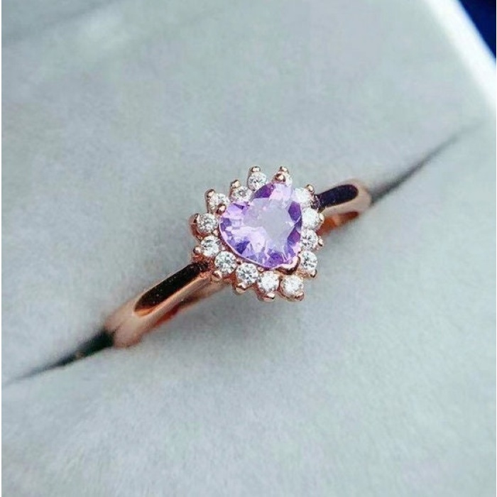 Natural Amethyst Ring, 925 Sterling Silver, Amethyst Engagement Ring, Amethyst Ring, Wedding Ring, Luxury Ring, Ring/Band, Heart Cut Ring | Save 33% - Rajasthan Living 9