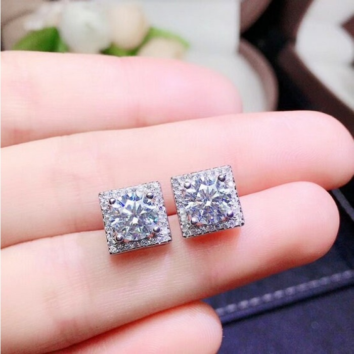 Moissanite Studs Earrings, 925 Sterling Silver, Studs Earrings, Earrings, Moissanite Earrings, Luxury Earrings, Round Cut Stone Earrings | Save 33% - Rajasthan Living 10