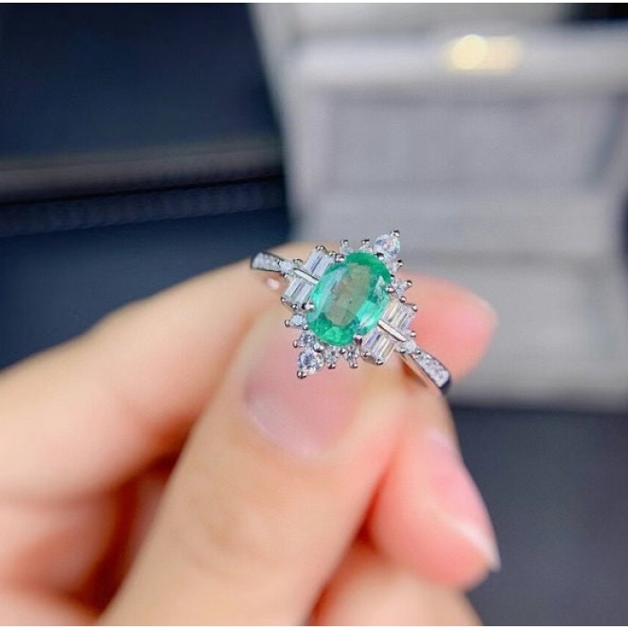 Natural Emerald & Cubic Zirconia Woman Ring, 925 Sterling Silver, Emerald Ring, Statement Ring, Engagement and Wedding Ring | Save 33% - Rajasthan Living 10