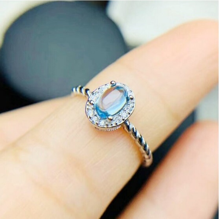 Natural Blue Topaz Ring, 925 Sterling Silver, Topaz Engagement Ring, Topaz Ring, Wedding Ring, Topaz Luxury Ring,Ring/Band, Oval Stone Ring | Save 33% - Rajasthan Living 7