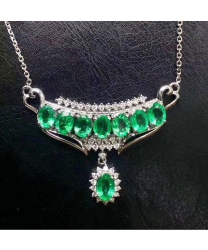 Natural Emerald Pendant, Engagement Pendent, Emerald Silver Pendent, Woman Pendant, Pendant Necklace, Luxury Pendant Oval Cut Stone Pendent | Save 33% - Rajasthan Living