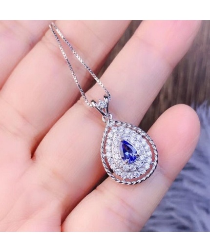 Natural Tanzanite Pendant, Engagement Pendent, Tanzanite Silver Pendent, Woman Pendant, Pendant Necklace, Luxury Pendent Pear Cut Pendent | Save 33% - Rajasthan Living 3