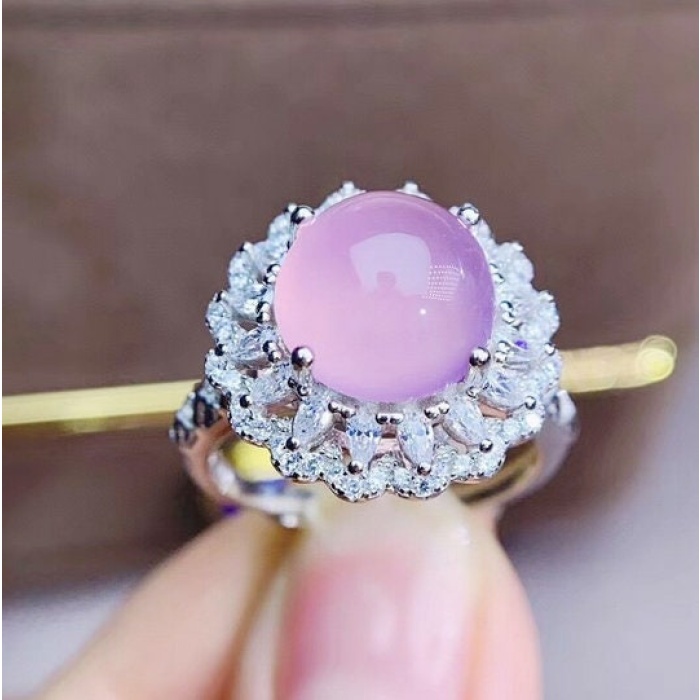 Natural Rose Quartz Ring, 925 Sterling Sliver, Rose Quartz Engagement Ring, Wedding Ring, luxury Ring, Ring/Band, Round Cabochon | Save 33% - Rajasthan Living 9