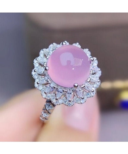 Natural Rose Quartz Ring, 925 Sterling Sliver, Rose Quartz Engagement Ring, Wedding Ring, luxury Ring, Ring/Band, Round Cabochon | Save 33% - Rajasthan Living