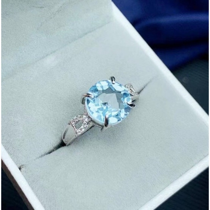 Natural Blue Topaz Ring, 925 Sterling Sliver, Topaz Engagement Ring, Topaz Ring, Wedding Ring, luxury Ring, soliture Ring, Round cut Ring | Save 33% - Rajasthan Living 10