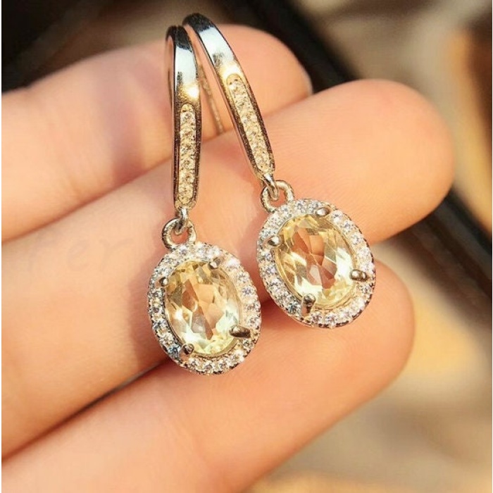 Natural Citrine Drop Earrings, 925 Sterling Silver, Citrine Earrings, Silver Earrings, Citrine Luxury Earrings, Oval Cut Stone Earrings | Save 33% - Rajasthan Living 8