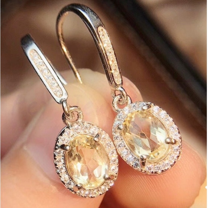 Natural Citrine Drop Earrings, 925 Sterling Silver, Citrine Earrings, Silver Earrings, Citrine Luxury Earrings, Oval Cut Stone Earrings | Save 33% - Rajasthan Living 7