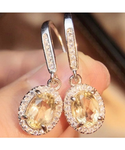 Natural Citrine Drop Earrings, 925 Sterling Silver, Citrine Earrings, Silver Earrings, Citrine Luxury Earrings, Oval Cut Stone Earrings | Save 33% - Rajasthan Living 3