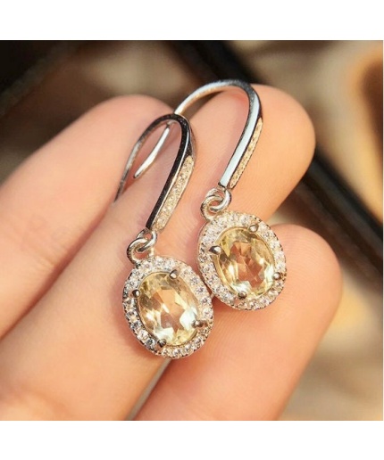 Natural Citrine Drop Earrings, 925 Sterling Silver, Citrine Earrings, Silver Earrings, Citrine Luxury Earrings, Oval Cut Stone Earrings | Save 33% - Rajasthan Living 5