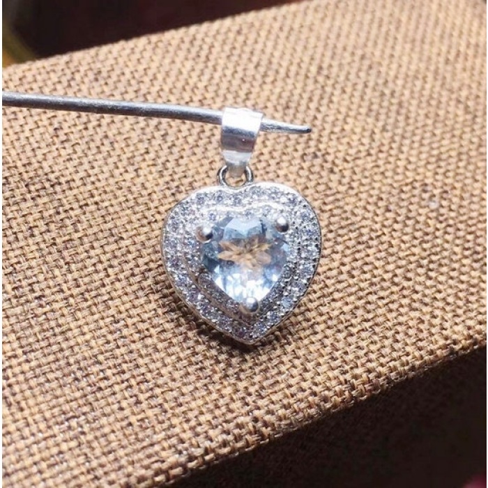 Natural Blue Topaz Pendant, Engagement Blue Topaz Silver Pendent, Woman Pendant, Pendant Necklace, Luxury Pendent, Heart Cut Stone Pendent | Save 33% - Rajasthan Living 7