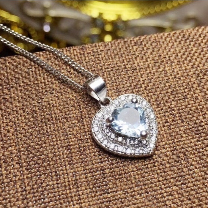 Natural Blue Topaz Pendant, Engagement Blue Topaz Silver Pendent, Woman Pendant, Pendant Necklace, Luxury Pendent, Heart Cut Stone Pendent | Save 33% - Rajasthan Living 8