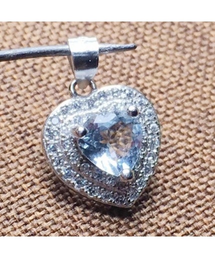 Natural Blue Topaz Pendant, Engagement Blue Topaz Silver Pendent, Woman Pendant, Pendant Necklace, Luxury Pendent, Heart Cut Stone Pendent | Save 33% - Rajasthan Living