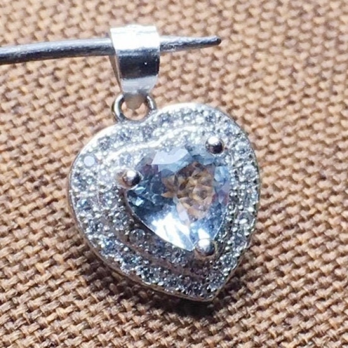 Natural Blue Topaz Pendant, Engagement Blue Topaz Silver Pendent, Woman Pendant, Pendant Necklace, Luxury Pendent, Heart Cut Stone Pendent | Save 33% - Rajasthan Living 5