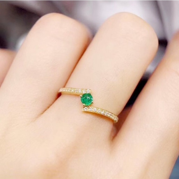 Natural Emerald & Cubic Zirconia Woman Ring, 925 Sterling Silver, Emerald Ring, Statement Ring, Engagement and Wedding Ring | Save 33% - Rajasthan Living 6