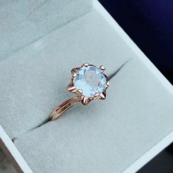 Natural Blue Topaz Ring, 925 Sterling Sliver, Topaz Engagement Ring, Topaz Ring, Wedding Ring, luxury Ring, soliture Ring, Round cut Ring | Save 33% - Rajasthan Living 9