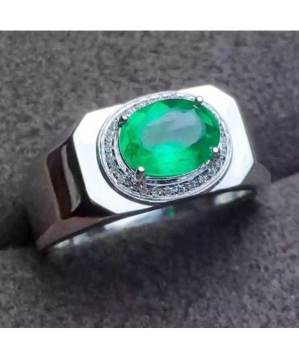Natural Emerald & Cubic Zirconia Men Ring, 925 Sterling Silver, Emerald Ring, Statement Ring, Engagement and Wedding Ring | Save 33% - Rajasthan Living