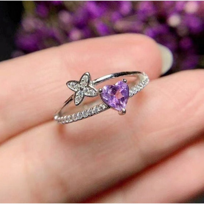Natural Amethyst Ring, 925 Sterling Silver, Amethyst Engagement Ring, Amethyst Ring, Wedding Ring, Luxury Ring, Ring/Band, Heart Cut Ring | Save 33% - Rajasthan Living 8