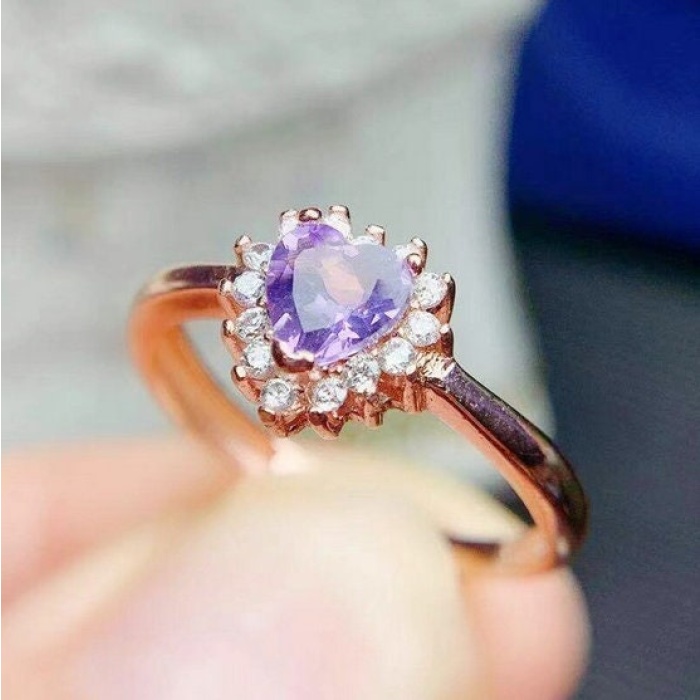 Natural Amethyst Ring, 925 Sterling Silver, Amethyst Engagement Ring, Amethyst Ring, Wedding Ring, Luxury Ring, Ring/Band, Heart Cut Ring | Save 33% - Rajasthan Living 7