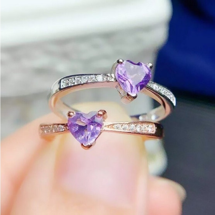 Natural Amethyst Ring, 925 Sterling Silver, Amethyst Engagement Ring, Amethyst Ring, Wedding Ring, Luxury Ring, Ring/Band, Heart Cut Ring | Save 33% - Rajasthan Living 9