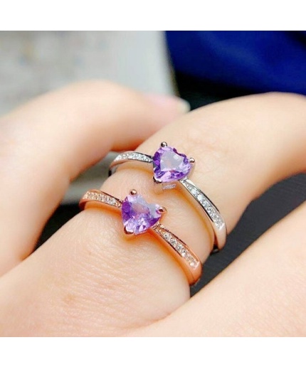 Natural Amethyst Ring, 925 Sterling Silver, Amethyst Engagement Ring, Amethyst Ring, Wedding Ring, Luxury Ring, Ring/Band, Heart Cut Ring | Save 33% - Rajasthan Living 3