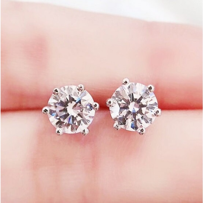 Moissanite Studs Earrings, 925 Sterling Silver, Studs Earrings, Earrings, Moissanite Earrings, Luxury Earrings, Round Cut Stone Earrings | Save 33% - Rajasthan Living 7
