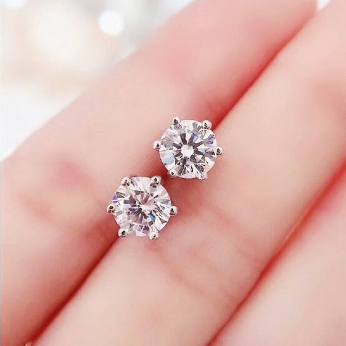 Moissanite Studs Earrings, 925 Sterling Silver, Studs Earrings, Earrings, Moissanite Earrings, Luxury Earrings, Round Cut Stone Earrings | Save 33% - Rajasthan Living 9