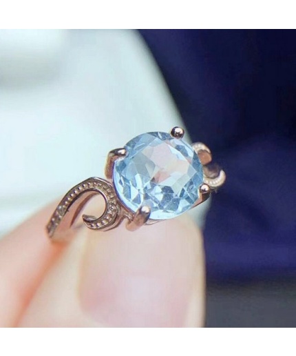 Natural Blue Topaz Ring, 925 Sterling Sliver, Topaz Engagement Ring, Topaz Ring, Wedding Ring, luxury Ring, soliture Ring, Round cut Ring | Save 33% - Rajasthan Living 3