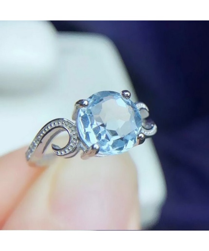 Natural Blue Topaz Ring, 925 Sterling Sliver, Topaz Engagement Ring, Topaz Ring, Wedding Ring, luxury Ring, soliture Ring, Round cut Ring | Save 33% - Rajasthan Living