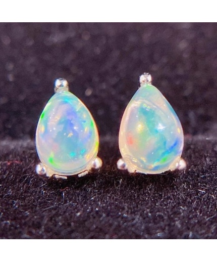 Natural Opal Studs Earrings, 925 Sterling Silver, Opal Studs Earrings, Earrings, Opal Earrings, Luxury Earrings, Pear Stone Earrings | Save 33% - Rajasthan Living