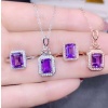 Natural Amethyst Jewellery Set , Engagement Pendent, Silver Amethyst Pendent, Woman Ring, Luxury Pendent, Emerald Cut Stone Pendent | Save 33% - Rajasthan Living 18