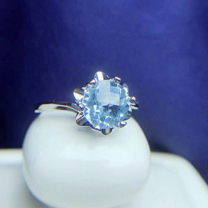 Natural Blue Topaz Ring, 925 Sterling Sliver, Topaz Engagement Ring, Topaz Ring, Wedding Ring, luxury Ring, soliture Ring, Round cut Ring | Save 33% - Rajasthan Living 11