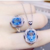 Natural Blue Topaz Jewelry Set, Engagement Ring, Blue Topaz Jewellery Set, Woman Pendant, Topaz Necklace, Luxury Pendant, Oval Cut Stone | Save 33% - Rajasthan Living 9
